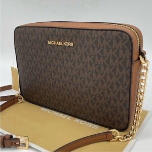 Michael Kors Large EW Crossbody Bag Brown/Gold